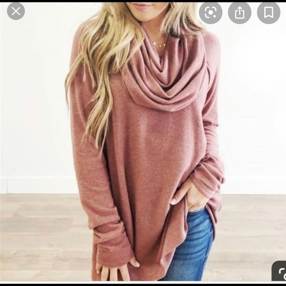 Free People Sweaters - Free people beach cowl neck sweater size M coral